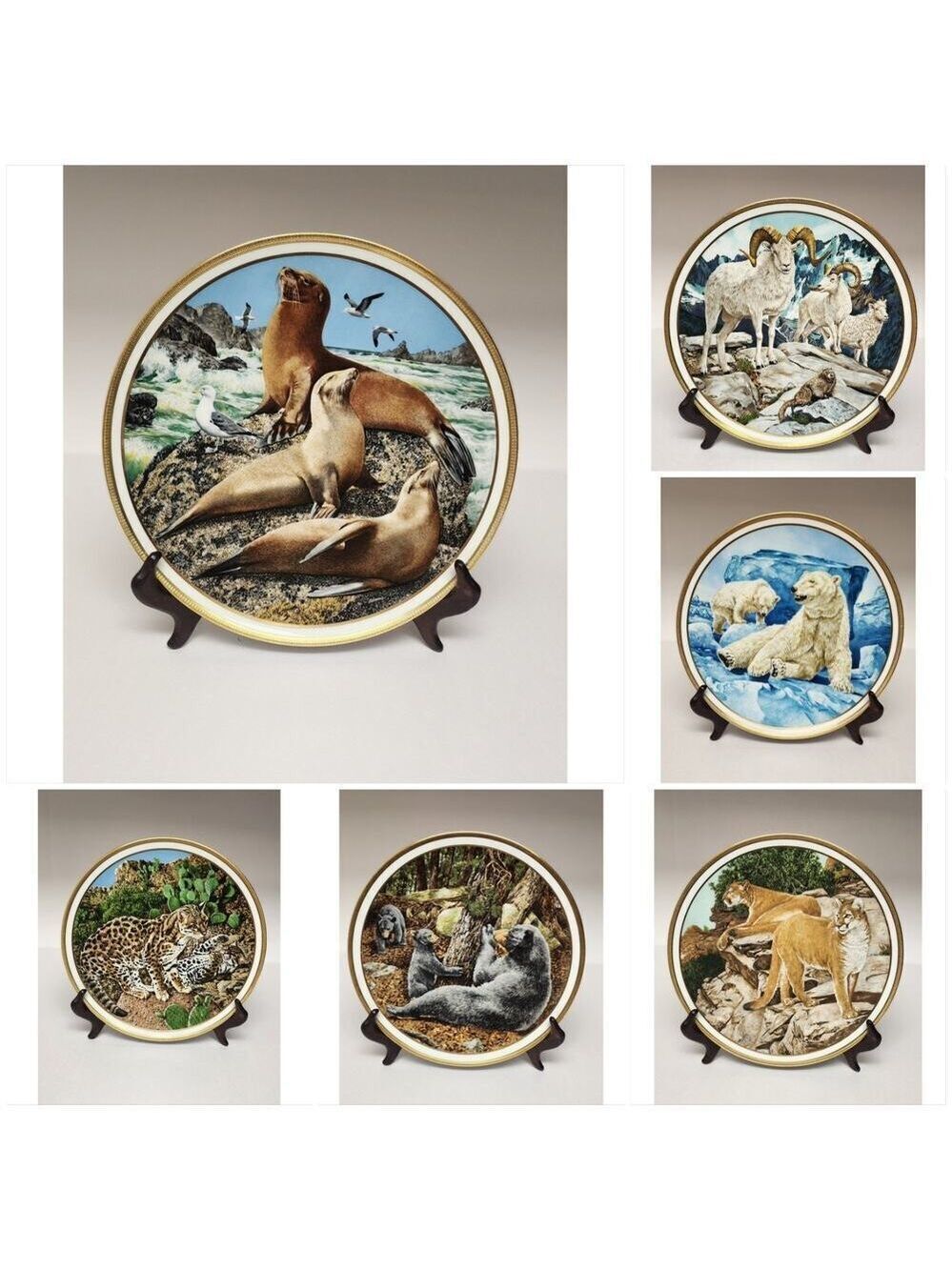Lenox 1982 American Wildlife Collector Plates Norman Adams Set 6